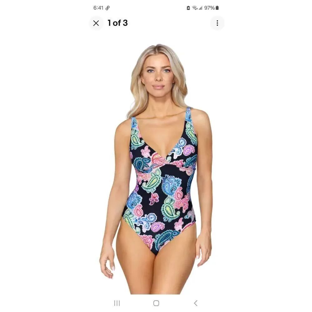 New Size 10 Leilani PoolsideโPaisley Kauai 1 Pc Swimsuit Bathing Suit Swimwear